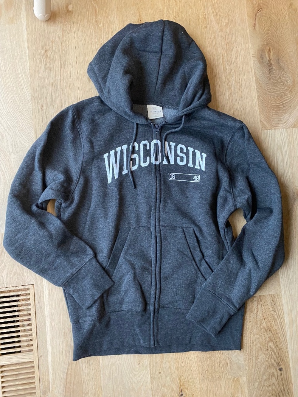 Wisconsin Grey Zip Up Hoodie Sweatshirt
